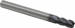 Corner Radius End Mill: 1/4″ Dia, 1/2″ LOC, 0.06″ Radius, 4 Flutes, Solid Carbide 2-1/2″ OAL, 1/4″ Shank Dia, 38 ° Helix, TiAlN Coated, Corner Radius End, Centercutting, Series Solid Mill