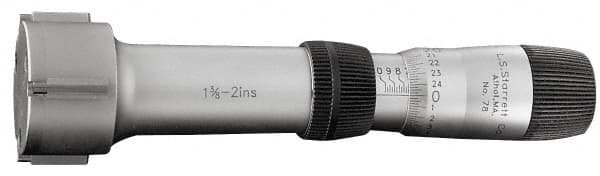 Starrett - 200 to 225mm, 118mm Gage Depth, Mechanical Inside Micrometer - 0.005mm Graduation, 0.008mm Accuracy, Ratchet Stop Thimble - Benchmark Tooling