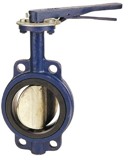 NIBCO - 4" Pipe, Wafer Butterfly Valve - Lever Handle, Cast Iron Body, Buna-N Seat, 200 WOG, Aluminum Bronze Disc, Stainless Steel Stem - Benchmark Tooling