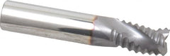 Niagara Cutter - 3/8" Diam, Coarse Pitch, 1/2" LOC, 3 Flute Solid Carbide Corner Chamfer Roughing End Mill - TiCN Finish, 2" OAL, 3/8" Shank Diam, Single End, Centercutting, 30° Helix - Benchmark Tooling