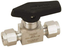 Parker - 1/8" Pipe, Stainless Steel, Inline, Two Way Flow, Instrumentation Ball Valve - 2,500 psi WOG Rating, Wedge Handle, PFA Seat - Benchmark Tooling