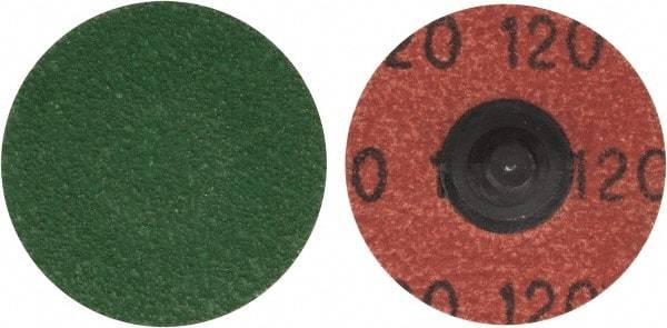 Merit Abrasives - 1-1/2" Disc Diam, 120 Grit, Zirconia Alumina Quick Change Disc - Type R Attaching System, Coated, Blue, Fine Grade, 30,000 RPM, R801 Series - Benchmark Tooling