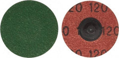 Merit Abrasives - 1-1/2" Disc Diam, 120 Grit, Zirconia Alumina Quick Change Disc - Type R Attaching System, Coated, Blue, Fine Grade, 30,000 RPM, R801 Series - Benchmark Tooling
