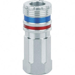 Dynabrade - 1/2 Female NPT Pneumatic Hose Coupler - Steel/Brass, 1/2" Body Diam - Benchmark Tooling