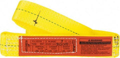 Lift-All - 3' Long x 2" Wide, 6,400 Lb Vertical Capacity, 1 Ply, Polyester Web Sling - 5,000 Lb Choker Capacity, Yellow - Benchmark Tooling