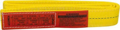 Lift-All - 4' Long x 2" Wide, 6,400 Lb Vertical Capacity, 1 Ply, Polyester Web Sling - 5,000 Lb Choker Capacity, Yellow - Benchmark Tooling