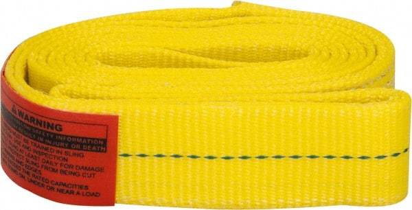 Lift-All - 6' Long x 2" Wide, 6,400 Lb Vertical Capacity, 1 Ply, Polyester Web Sling - 5,000 Lb Choker Capacity, Yellow - Benchmark Tooling