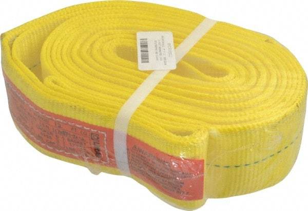 Lift-All - 12' Long x 3" Wide, 8,600 Lb Vertical Capacity, 1 Ply, Polyester Web Sling - 6,900 Lb Choker Capacity, Yellow - Benchmark Tooling