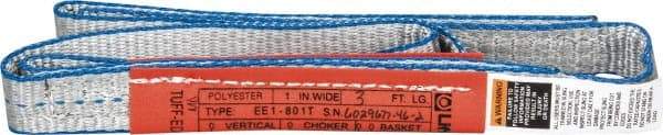 Lift-All - 3' Long x 1" Wide, 1,600 Lb Vertical Capacity, 1 Ply, Polyester Web Sling - 1,250 Lb Choker Capacity, Silver (Color) - Benchmark Tooling