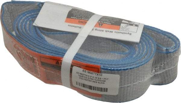 Lift-All - 10' Long x 2" Wide, 3,200 Lb Vertical Capacity, 1 Ply, Polyester Web Sling - 2,500 Lb Choker Capacity, Silver (Color) - Benchmark Tooling