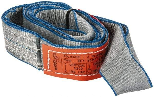 Lift-All - 6' Long x 2" Wide, 3,200 Lb Vertical Capacity, 1 Ply, Polyester Web Sling - 2,500 Lb Choker Capacity, Silver (Color) - Benchmark Tooling