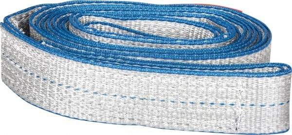 Lift-All - 14' Long x 2" Wide, 3,200 Lb Vertical Capacity, 1 Ply, Polyester Web Sling - 2,500 Lb Choker Capacity, Silver (Color) - Benchmark Tooling