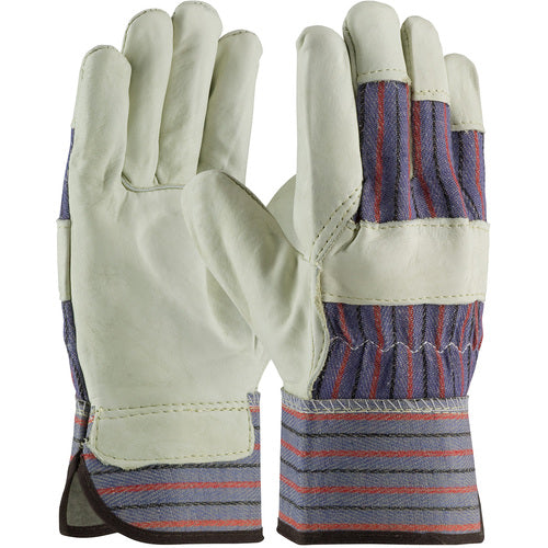 ‎87-1563/L Grain Leather Palm Gloves - Top Grain Cowhide - Gunn Cut - Reg. Grade - Rubberized SC