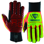 Synthetic Leather Double Palm Reinforced Red Silicone Palm Gloves Large - Benchmark Tooling