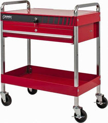 Sunex Tools - 350 Lb Capacity, 16" Wide x 30" Long x 35-1/4" High Service Cart - 1 Drawer, 2 Shelf, Steel - Benchmark Tooling