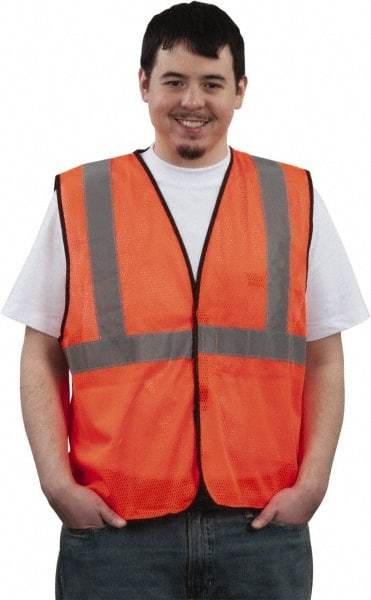 OccuNomix - Size 3XL High Visibility Orange Mesh Breakaway Vest - Hook & Loop Closure, 2 Pockets, Polyester - Benchmark Tooling