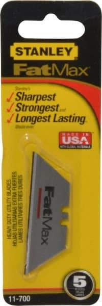 Stanley - 5 Piece High Carbon Steel Utility Knife Blade - 2-7/16" OAL, 0.024" Blade Thickness - Benchmark Tooling