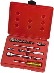 Proto - 19 Piece 1/4" Drive Full Polish Finish Socket Set - 6 Points, 3/16" to 3/8" Range, Inch Measurement Standard - Benchmark Tooling