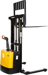 Vestil - 2,000 Lb Capacity, 62" Lift Height, Battery Powered Stacker - 2-1/4" Lowered Height, 42" Fork Length, 58" Overall Width - Benchmark Tooling