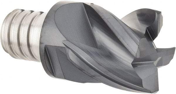 Iscar - MM EC Grade IC908 Carbide End Milling Tip Insert - TiAlN Finish, 4 Flutes, 3/4" Cutting Diam, 0.629" Depth of Cut, 1" Extension, 38° Helix - Benchmark Tooling