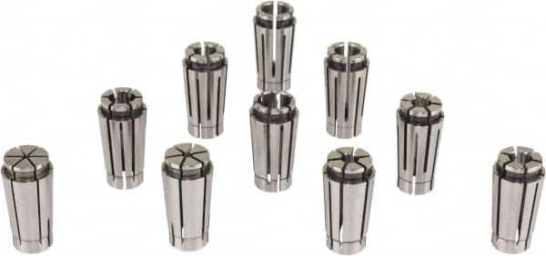 Lyndex - 9 Piece, 1/8" to 5/8" Capacity, Slim Chuck Collet Set - 0.0002" TIR, Series SK16 - Exact Industrial Supply