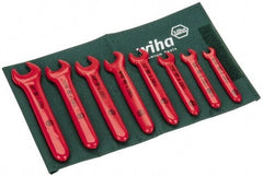 Wiha - 8 Piece, 5/16" to 3/4", Open End Wrench Set - Inch Measurement Standard, Insulated Finish, Comes in Roll Up Pouch - Benchmark Tooling