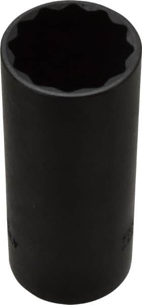 Proto - 1-1/16", 1/2" Drive, Deep Hand Socket - 12 Points, 3-1/4" OAL, Alloy Steel, Black Finish - Benchmark Tooling