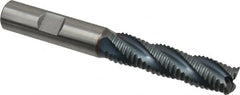 Hertel - 1/2" Diam, Coarse Pitch, 2" LOC, 4 Flute Cobalt Roughing Square End Mill - TiCN Finish, 4" OAL, 1/2" Shank Diam, Single End, 30° Helix - Benchmark Tooling