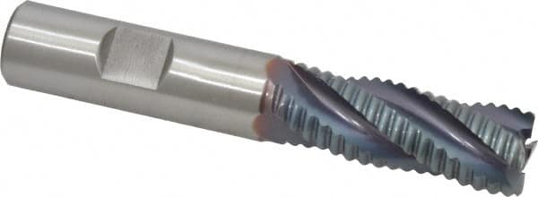 Hertel - 5/8" Diam, Coarse Pitch, 1-5/8" LOC, 4 Flute Cobalt Roughing Square End Mill - TiCN Finish, 3-3/4" OAL, 5/8" Shank Diam, Single End, 30° Helix - Benchmark Tooling