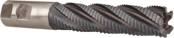 Hertel - 1" Diam, Coarse Pitch, 4" LOC, 5 Flute Cobalt Roughing Square End Mill - TiCN Finish, 6-1/2" OAL, 1" Shank Diam, Single End, 30° Helix - Benchmark Tooling