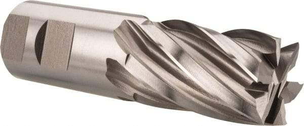 Hertel - 1-1/4", 2" LOC, 1-1/4" Shank Diam, 4-1/2" OAL, 6 Flute, Cobalt Square End Mill - Single End, Uncoated, Spiral Flute, 30° Helix, Centercutting, Right Hand Cut, Right Hand Flute - Benchmark Tooling