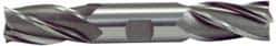 Hertel - 1/2", 1" LOC, 1/2" Shank Diam, 4-1/2" OAL, 4 Flute, High Speed Steel Square End Mill - Double End, TiCN Finish, Spiral Flute, 30° Helix, Centercutting, Right Hand Cut, Right Hand Flute - Benchmark Tooling