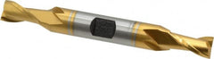 Hertel - 5/16", 9/16" LOC, 3/8" Shank Diam, 3-1/8" OAL, 2 Flute, Cobalt Square End Mill - Double End, TiN Finish, Spiral Flute, 30° Helix, Centercutting, Right Hand Cut, Right Hand Flute - Benchmark Tooling