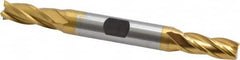 Hertel - 5/16", 3/4" LOC, 3/8" Shank Diam, 3-1/2" OAL, 4 Flute, Cobalt Square End Mill - Double End, TiN Finish, Spiral Flute, 30° Helix, Centercutting, Right Hand Cut, Right Hand Flute - Benchmark Tooling
