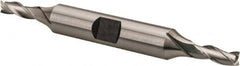 Hertel - 3/16", 1/2" LOC, 3/8" Shank Diam, 3-1/4" OAL, 3 Flute, High Speed Steel Square End Mill - Double End, Uncoated, Spiral Flute, 30° Helix, Centercutting, Right Hand Cut, Right Hand Flute - Benchmark Tooling