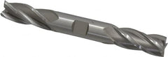 Hertel - 5/8", 1-3/8" LOC, 5/8" Shank Diam, 5" OAL, 4 Flute, High Speed Steel Square End Mill - Double End, Uncoated, Spiral Flute, 30° Helix, Centercutting, Right Hand Cut, Right Hand Flute - Benchmark Tooling