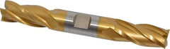 Hertel - 3/4", 1-5/8" LOC, 3/4" Shank Diam, 5-5/8" OAL, 4 Flute, High Speed Steel Square End Mill - Double End, TiN Finish, Spiral Flute, 30° Helix, Centercutting, Right Hand Cut, Right Hand Flute - Benchmark Tooling