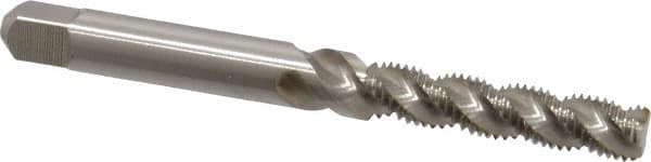 Hertel - #10-32 UNF, 3 Flute, 52° Helix, Bottoming Chamfer, Bright Finish, High Speed Steel Spiral Flute STI Tap - 2-1/2" OAL - Exact Industrial Supply