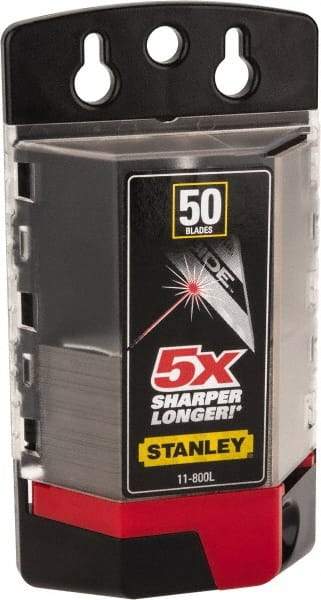 Stanley - 50 Piece Carbide-Tipped Utility Knife Blade - 61mm OAL, 0.022" Blade Thickness - Benchmark Tooling