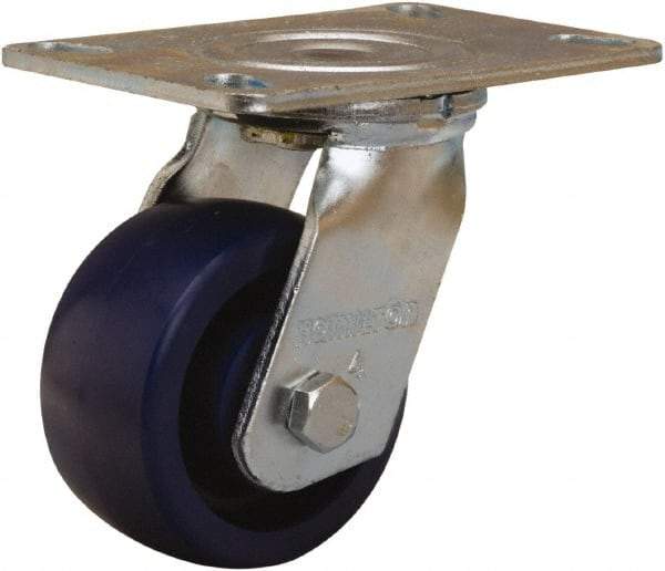 Hamilton - 4" Diam x 2" Wide x 5-5/8" OAH Top Plate Mount Swivel Caster - Polyurethane, 750 Lb Capacity, Sealed Precision Ball Bearing, 4-1/2 x 6-1/4" Plate - Benchmark Tooling