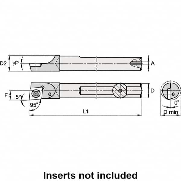 Kennametal - 6.91mm Min Bore Diam, 150mm OAL, 6mm Shank Diam, E-SCLD Indexable Boring Bar - CD.. S4T002 Insert, Screw Holding Method - Benchmark Tooling