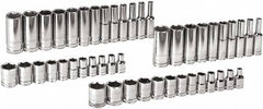 GearWrench - 47 Piece 1/4" Drive Chrome Finish Deep Well Socket Set - 6 Points, 5/32" to 9/16" (4mm to 15mm) Range, Inch/Metric Measurement Standard - Benchmark Tooling