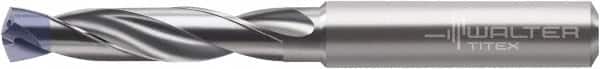 Walter-Titex - 4.2mm 140° Spiral Flute Solid Carbide Screw Machine Drill Bit - Tinal Finish, Right Hand Cut, 24mm Flute Length, 66mm OAL, X-treme Inox Point, Straight Shank, Through Coolant - Benchmark Tooling