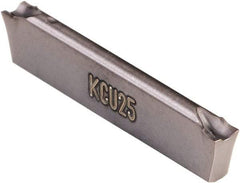 Kennametal - A4C0205 CF KCU25 Grade, 0.0783" Cutting Width, Carbide Cutoff Insert - 6° Left Hand Lead Angle, 0.008" Cnr Rad, AlTiN Coated, Double End - Benchmark Tooling