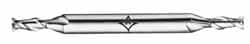 Square End Mill: 7/64'' Dia, 21/64'' LOC, 3/16'' Shank Dia, 2-1/4'' OAL, 2 Flutes, High Speed Steel Double End, TiCN Finish, Spiral Flute, Centercutting, RH Cut, RH Flute, Series HMD-2