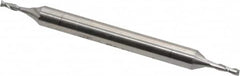 Cleveland - 1/16", 3/16" LOC, 3/16" Shank Diam, 2-1/4" OAL, 2 Flute, High Speed Steel Square End Mill - Double End, Uncoated, Spiral Flute, 30° Helix, Centercutting, Right Hand Cut, Right Hand Flute, Series HMD-2 - Benchmark Tooling