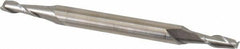 Cleveland - 1/8", 3/8" LOC, 3/16" Shank Diam, 2-1/4" OAL, 2 Flute, High Speed Steel Square End Mill - Double End, Uncoated, Spiral Flute, 30° Helix, Centercutting, Right Hand Cut, Right Hand Flute, Series HMD-2 - Benchmark Tooling