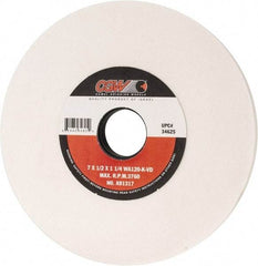 Camel Grinding Wheels - 7" Diam x 1-1/4" Hole x 1/2" Thick, K Hardness, 120 Grit Surface Grinding Wheel - Aluminum Oxide, Type 1, Fine Grade, 3,760 Max RPM, Vitrified Bond, No Recess - Benchmark Tooling