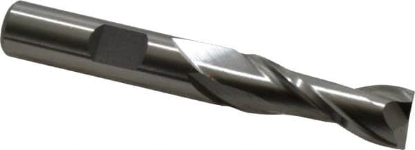Cleveland - 25/64", 13/16" LOC, 3/8" Shank Diam, 2-11/16" OAL, 2 Flute, Cobalt Square End Mill - Single End, Uncoated, Spiral Flute, 30° Helix, Centercutting, Right Hand Cut, Right Hand Flute, Series HGC-2 - Benchmark Tooling