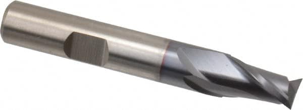 Cleveland - 3/8", 9/16" LOC, 3/8" Shank Diam, 2-1/2" OAL, 2 Flute, Cobalt Square End Mill - Single End, TiCN Finish, Spiral Flute, 30° Helix, Centercutting, Right Hand Cut, Right Hand Flute, Series HGC-2 - Benchmark Tooling